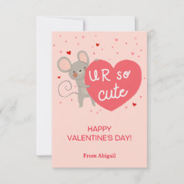 かわいいマウスキッズクラスルームのバレンタインノートカード 招待状