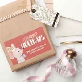 かわいいマウスクッキーサンタハット 長方形シール