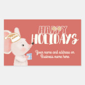 かわいいマウスクッキーサンタハット 長方形シール (正面)