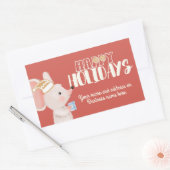 かわいいマウスクッキーサンタハット 長方形シール (封筒)