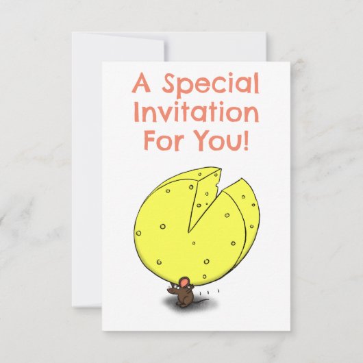 かわいいマウスチーズ誕生日の漫画の招待状 招待状 (裏面)