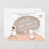 かわいいマウスバニーリトルエクストラ今年の文字 シーズンポストカード (正面/裏面)