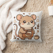 かわいいマウスバリスタスローピロー クッション (ブランケット)