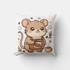 かわいいマウスバリスタスローピロー クッション