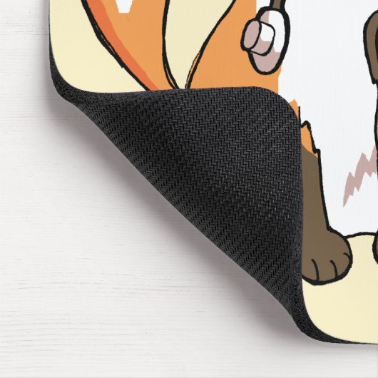 かわいいマウスパッドを引いている医者またはナースのキツネ マウスパッド (コーナー)