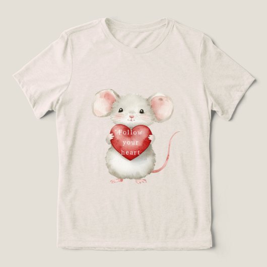 かわいいマウス動物ハート トライブレンドTシャツ (デザイン正面)