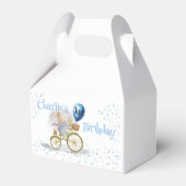 かわいいマウス動物自転車ボーイ1歳パーティー フェイバーボックス (正面サイド)