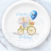 かわいいマウス動物自転車ボーイ1歳パーティー ペーパープレート