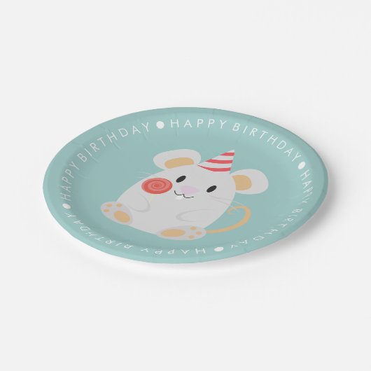 かわいいマウス子供の誕生日パーティー ペーパープレート (アングル)