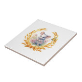 かわいいマウス小麦バタフライタイル白フローラ タイル (側面)