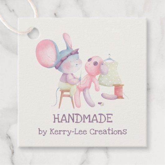 かわいいマウス裁縫クラフト手作りパーソナライズされた フェイバータグ (正面)