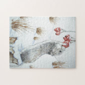 かわいいマウス雪のシーン野生動物のクリスマス ジグソーパズル (横)