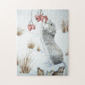 かわいいマウス雪のシーン野生動物のクリスマス ジグソーパズル (縦)