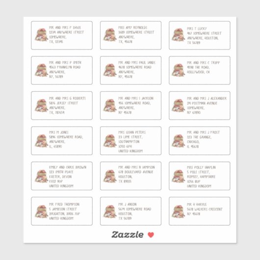 かわいいマウス18個の名前アドレス感謝祭 シール (シート)