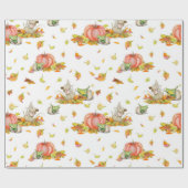 かわいいマウス、カボチャと秋カラフルパターン ラッピングペーパー (フラット)