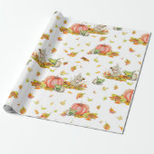 かわいいマウス、カボチャと秋カラフルパターン ラッピングペーパー (アンロールド)