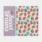 かわいいマカラフルカロンズの甘い夢のパターン フリースブランケット (正面(横))