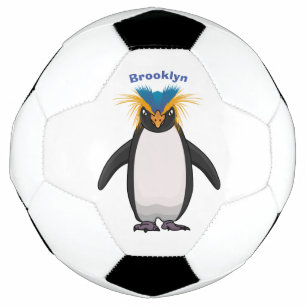 かわいいマカロニペンギン漫画イラストレーション サッカーボール