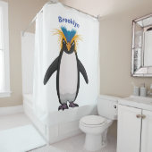 かわいいマカロニペンギン漫画イラストレーション シャワーカーテン (インサイチュ)