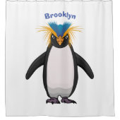 かわいいマカロニペンギン漫画イラストレーション シャワーカーテン (正面)