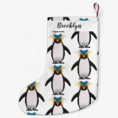 かわいいマカロニペンギン漫画イラストレーション スモールクリスマスストッキング (裏面)