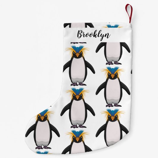 かわいいマカロニペンギン漫画イラストレーション スモールクリスマスストッキング (裏面)