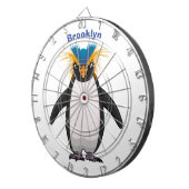 かわいいマカロニペンギン漫画イラストレーション ダーツボード (正面右)