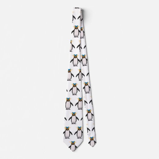 かわいいマカロニペンギン漫画イラストレーション ネクタイ (正面)