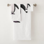 かわいいマカロニペンギン漫画イラストレーション バスタオルセット (インサイチュ)