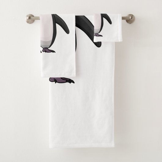 かわいいマカロニペンギン漫画イラストレーション バスタオルセット (インサイチュ)
