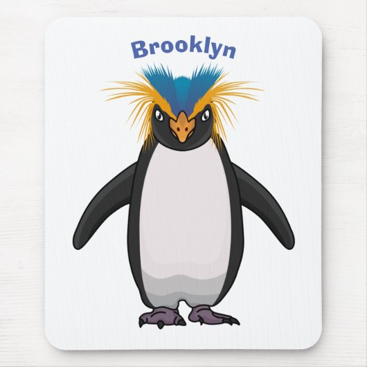 かわいいマカロニペンギン漫画イラストレーション マウスパッド (正面)