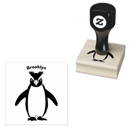 かわいいマカロニペンギン漫画イラストレーション ラバースタンプ (押印)