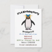 かわいいマカロニペンギン漫画イラストレーション 招待状 (正面)