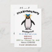 かわいいマカロニペンギン漫画イラストレーション 招待状 (正面/裏面)