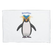 かわいいマカロニペンギン漫画イラストレーション 枕カバー (正面)