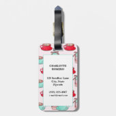かわいいマカロンとカプチーノ |パステル |モノグラム ラゲッジタグ (裏面縦)