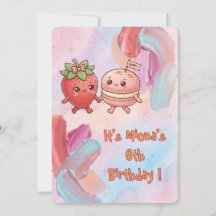 かわいいマカロンと苺の友達の子供の誕生日