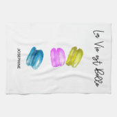 かわいいマカロンイラストレーション キッチンタオル (横)