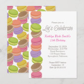 かわいいマカロン 誕生日パーティー招待状 招待状 (正面/裏面)