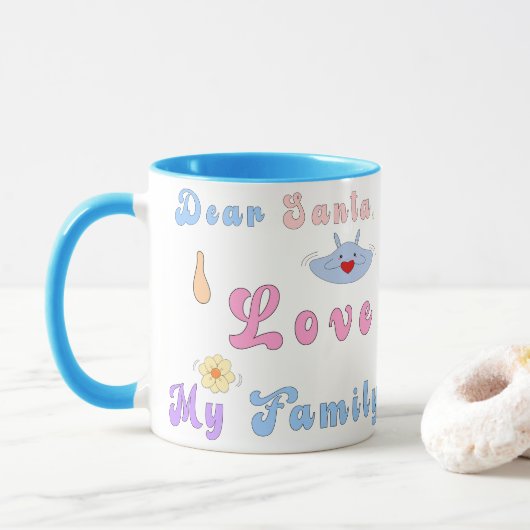 かわいいマグカップ |親愛サンタ、私は家族が大好き マグカップ (ドーナツ)