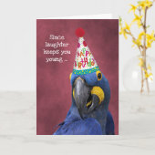 かわいいマコーの笑いが若い誕生日 カード (黄色い花)