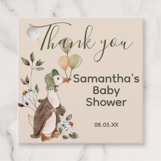 かわいいマザーグースデイジー赤ちゃんシャワーありがとう フェイバータグ (正面)