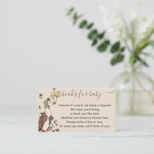 かわいいマザーグースバルーン赤ちゃんシャワー用ブック エンクロージャーカード (スタンド正面)