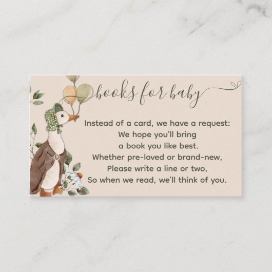 かわいいマザーグースバルーン赤ちゃんシャワー用ブック エンクロージャーカード (正面)