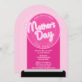 かわいいマザーズの日スパパーティーピンクの口紅 招待状 (正面/裏面)