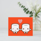 かわいいマシュマロのカップル ポストカード (スタンド正面)