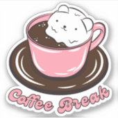 かわいいマシュマロのコーヒーブレーク シール (正面)