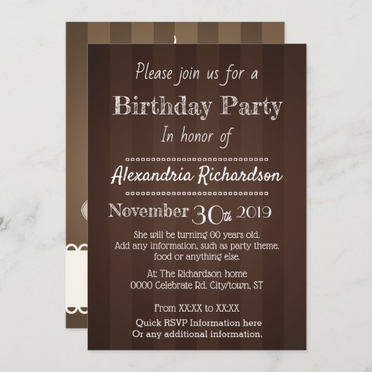 かわいいマシュマロ ホットチョコレートドリンク 招待状 (正面/裏面)