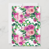 かわいいマジェンタの水彩花 赤ちゃんのシャワー 招待状 (裏面)