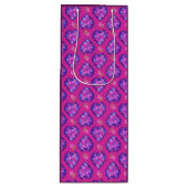 かわいいマジェンタ ハートとフラワーズ ワイン ギフトバッグ (正面)